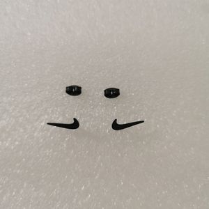 NIKE Earrings Check tick titanium black stud earrings
